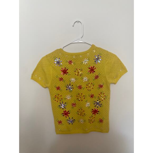 Vintage 00’s Moschino Cheap And Chic Yellow Sequined Knit Top - Picture 3 of 5